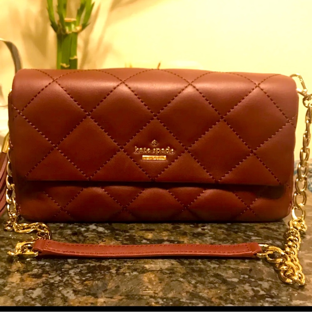 NWT KATE SPADE Emerson Place Serena Quilted Cherrywood Crossbody Purse Burgundy